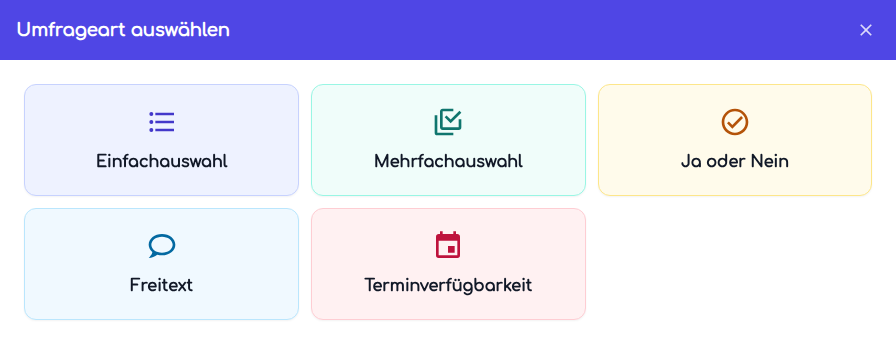 Eine Umfrageart auswählen